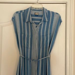 Kavu XS dress - blue and white stripe sleeveless dress with tie